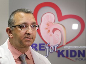 Dr. Albert Kadri speaks to reporters during a press conference at his Windsor, ON. office on Saturday, July 21, 2018.