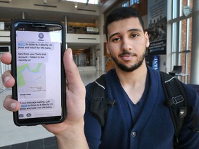 Abrahim Abduelmula, a fourth-year nursing student at the University of Windsor, is shown at the school on July 17, 2018. He is developing an app that helps individuals in crisis who need fast access to naloxone.