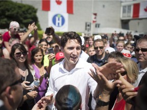 Canadian Prime Minister Justin Trudeau visits Leamington outside Highbury Canco, to celebrate Canaday Day, Sunday, July 1, 2018.