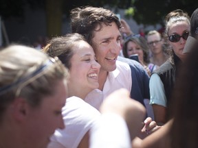 Canadian Prime Minister Justin Trudeau visits Leamington outside Highbury Canco to celebrate Canaday Day on Sunday, July 1, 2018.