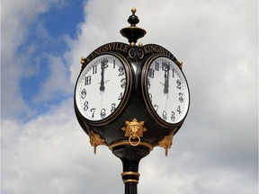 Kingsville's newly installed Victorian clock is shown at the corner of Division St. and Main St. in the heart of the town on Sept. 15, 2016.