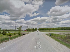 County Road 18 approaching the intersection with County Road 15 near Essex is shown in this 2014 Google Maps image.