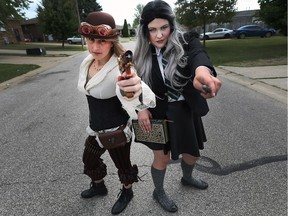 Sylvia Ward (left) and Chelsey Friesen (right) of Enchanted Adventure Parties show their steampunk and Harry Potter-inspired costumes which they'll wear at the Amherstburg Uncommon Festival, set for Aug. 3 to 5, 2018.