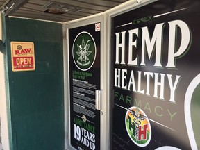 Hemp Healthy Farmacy in downtown Essex, shown July 7, 2018, was raided by Ontario Provincial Police the day before and shut down. The police investigation continues.