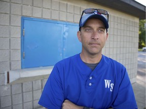 John Downes, president of Windsor South Little League, stands in front of the league's concession stand in Central Park on Friday, July 6, 2018. The concession stand was broken into a few days prior, and all the snacks and food cooking equipment were stollen.