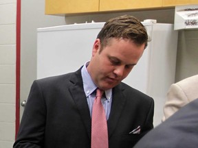 Windsor resident Matt Ford, who ran for Ward 1 councillor in the 2014 municipal election, prepares for a debate on Oct. 2, 2014.