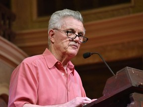 FILE - In this June 7, 2016 file photo, John Irving speaks at a book discussion for his novel "Avenue of Mysteries" at Coral Gables Congregational Church in Miami. Irving is this year's winner of a lifetime achievement award celebrating literature's power to foster peace. Dayton Literary Peace Prize officials have chosen John Irving, whose first novel was published 50 years ago when he was 26, for the Richard C. Holbrooke Distinguished Achievement Award. It's named for the late U.S. diplomat who brokered the 1995 Bosnia peace accords reached in Ohio.