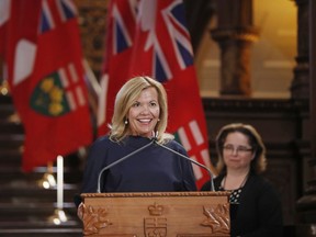 Deputy Premier and Health Minister Christine Elliott speaks during a swearing-in ceremony at Queen's Park in Toronto on June 29, 2018.