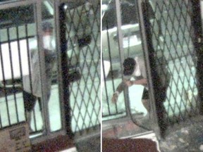 Security camera images showing the man who used a vehicle as a battering ram to get inside the storefront of PC Outfitters on Marentette Avenue in Windsor on July 10, 2018.
