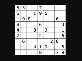 A typical Sudoku puzzle.