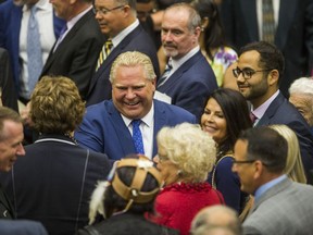 Ontario Premier Doug Ford after the end of  the Throne speech at the Legislative Chamber at Queen's Park in Toronto on July 12, 2018.