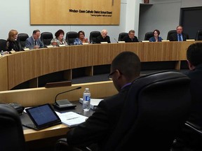 Members of the Windsor-Essex Catholic District School Board hold a meeting in this April 2016 file photo.