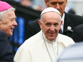 Pope Francis leaves after his visit to the Knock Shrine on Aug.26, 2018 in Knock, Ireland.