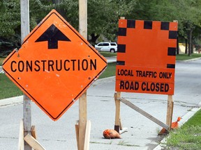 A road closed sign on Buckingham Drive at Adstoll Avenue is shown on Aug. 21, 2018. Things such as infrastructure are identified as major challenges for municipalities according to citizens surveyed in a new Nanos Research poll.