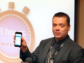 Steve Erwin, of the Windsor Regional Hospital communications department, shows how prEDict is up and running on the WRH website on Aug. 22, 2018. Windsor Regional Hospital launched prEDict, an online Emergency Department wait time clock.