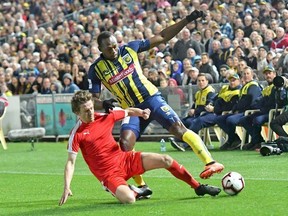 Usain Bolt in action during his first trial game for Australian football side the Central Coast Mariners. Featuring: Usain Bolt Where: Gosford, New South Wales, Australia When: 31 Aug 2018 Credit: WENN.com
