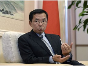 Ambassador of China to Canada Lu Shaye speaks during an interview with