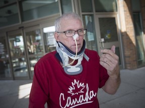 Tommy Hillock, from Belle River, seen outside the Ouellette campus of Windsor Regional Hospital's on Aug. 11, 2018, is in favour of the proposed site for the region's new mega-hospital.