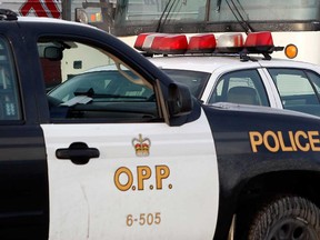 An OPP vehicle on the scene of an incident on Highway 401 is shown in this 2009 file photo.