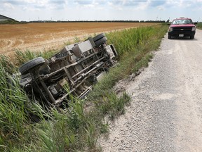Two summer students working for the Municipality of Lakeshore escaped with minor injuries after crashing a truck on Friday, August 3, 2018, in a ditch on Golfview Dr. near the village of St. Joachim. The accident occurred at approximately 10:30 a.m.