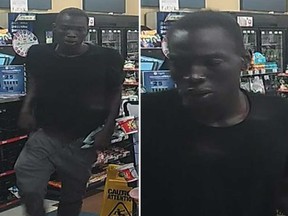 Security camera images of a man who brandished a knife to rob three different Windsor convenience stores on the night of Aug. 13, 2018.