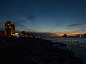 Sunset on Windsor's riverfront in February 2016.