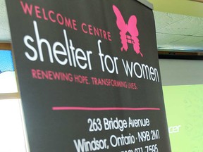 A sign promoting the Welcome Centre Shelter for Women and Families is shown in this 2013 file photo.