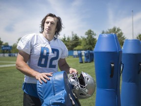 Luke Willson, a native of LaSalle, is seen after practice at the Detroit Lions training facility in Allen Park, Mich. on June 6, 2018.