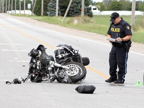 OPP conduct their investigation following a fatal motorcycle accident on County Road 42 at the Patillo Road intersection Sept. 22, 2018.