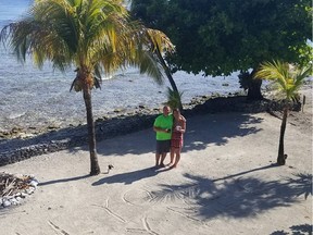 Island paradise. Ryan Bilyk and Sarah Tofflemire, shown on the Honduran island of Utila, will be profiled on an upcoming episode of HGTV's Caribbean Life.