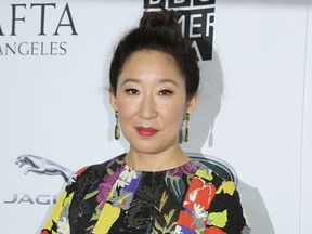 Sandra Oh arrives at the 2018 Primetime Emmy Awards -BAFTA Los Angeles TV Tea at the Beverly Hilton on Saturday, Sept. 15, 2018, in Beverly Hills, Calif.