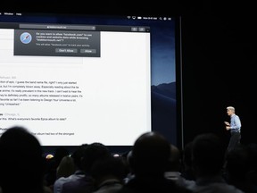 In this June 4, 2018, photo Craig Federighi, Apple's senior vice president of Software Engineering, speaks during an announcement of new products at the Apple Worldwide Developers Conference in San Jose, Calif.  Facebook and other companies routinely track your online surfing habits to better target ads at you. Two web browsers now want to help you fight back in what's becoming an escalating privacy arms race. New protections in Apple's Safari and Mozilla's Firefox browsers aim to prevent companies from turning "cookie" data files used to store sign-in details and preferences into broader trackers that take note of what you read, watch and research on other sites.