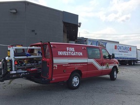 Windsor fire investigators attend a commercial/industrial property at 310 Hanna St. East on Sept. 19, 2018. An overnight fire at the address has been deemed suspicious in nature.