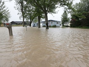 This June 22, 2018, file photo shows flooding on Cotterie Park Road in Leamington. ERCA reported flooding on Sunday in Leamington, and Environment Canada issued a special weather statement warning of heavy rainfall in Windsor/Essex County overnight into Monday.
