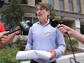 "I think we can improve." Windsor mayoral candidate Matt Marchand speaks in front of the Enwin Utilities offices on Ouellette Avenue on Sept. 13, 2018.