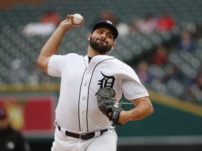 Detroit Tigers pitcher Michael Fulmer throws against the St. Louis Cardinals in the first inning of a baseball game in Detroit, Sunday, Sept. 9, 2018.