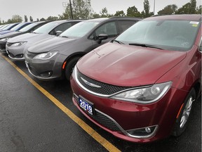 2019 models of the Windsor-built Chrysler Pacifica are shown at the Motor City Chrysler dealership in Windsor on Sept. 25, 2018.