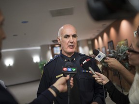 Windsor Police Chief Al Frederick speaks to the media following a Windsor Police Services Board meeting, Thursday, Sept. 27, 2018.