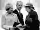 Elizabeth and Prince Philip are greeted by Windsor Mayor Elizabeth Kishkon at Dieppe Park on Oct. 1, 1984. 