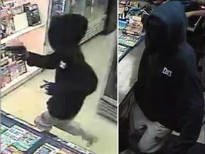Security camera images of the robber who used a handgun or replica pistol to strike a convenience store employee in the 1800 block of Drouillard Road on Sept. 22, 2018.