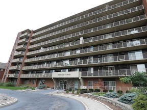 Windsor Ward 5 candidate Lillian Kruzsely was kicked out of the Harbour Towers apartment building during campaigning recently. The building at the corner of Riverside Drive and Pilette is shown on Monday, Sept. 24, 2018.