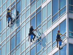 Window washers had a perfect mild and sunny day to do their work at Caesars Windsor on Tuesday, Sept. 11, 2018.