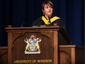 University of Windsor Faculty of Nursing experiential learning specialist Judy Bornais speaks to students during the school's 110th convocation ceremonies on Oct. 13, 2018.