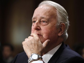Brian Mulroney, the former prime minister of Canada, right, listens during a Senate Foreign Relations Committee hearing on the Canada-U.S.-Mexico relationship, Tuesday, Jan. 30, 2018, on Capitol Hill in Washington.THE CANADIAN PRESS/AP/Jacquelyn Martin