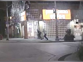 An image from a video recording showing the two suspects in the shooting death of Jason Pantlitz-Solomon around 2:40 a.m. on Aug. 27, 2018.
