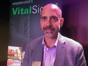 Tom Touralias, CAO of the town of lakeshore, takes part in the WindsorEssex Community Founation's release of its annual Vital Signs report that takes a survey of locals feelings on a the quality of life in the area.