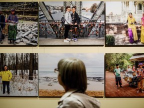 A woman walks by "THE STRING PROJECT" by Chelsea Nix and Mariano Cortez during ArtPrize at the DeVos Place Convention Center in Grand Rapids, Mich., on Friday, Oct. 5, 2018. New Jersey-based Le'Andra LeSeur's "brown, carmine, and blue" performance won the $200,000 juried grand prize at the 10th international ArtPrize in Grand Rapids. Nix and Cortez won the $200,000 public vote grand prize for "THE STRING PROJECT."