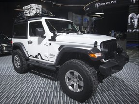 The 2018 Jeep Wrangler Sport is on display at the North American International Auto Show in Detroit on Jan. 15, 2018.
Jeep sales were up 14 per cent in September.