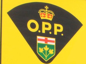 An Ontario Provincial Police sign in Chatham in May 2017.