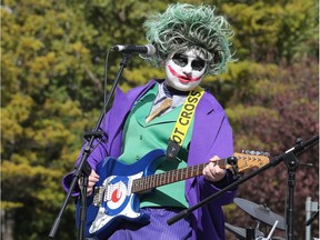 The 3rd annual Halloween Family Spooktacular on Oct. 20. 2018, at Malden Park included frightfully good music by the Leave These Kids Alone band. Here, appropriately attired guitarist Timothy Hole is shown during the band's performance at the event.
